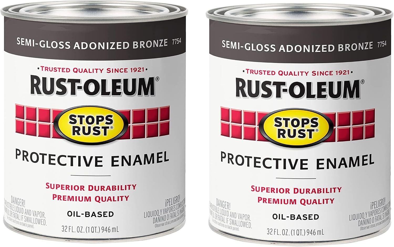 7754502-2PK Stops Rust Brush On Paint, Quart, Semi-Gloss Anodized Bronze, 2 Pack