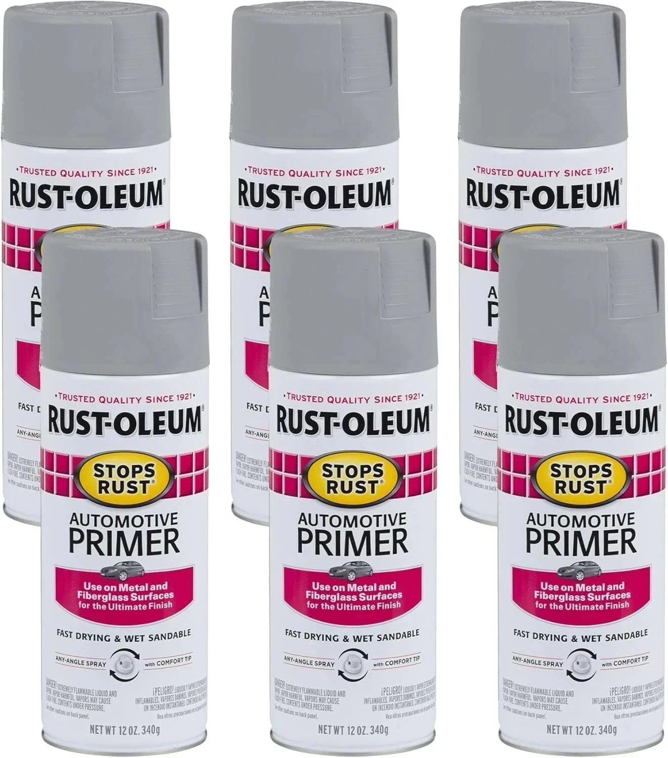 Rust-Oleum 2081830-6PK Stops Rust Automotive Spray Primer, ⭐️⭐️⭐️⭐️⭐️
