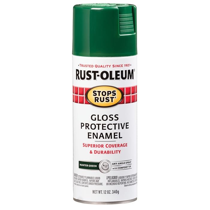 Rust-Oleum 7738830 Stops Rust Spray Paint 12 Oz Gloss Hunter Green