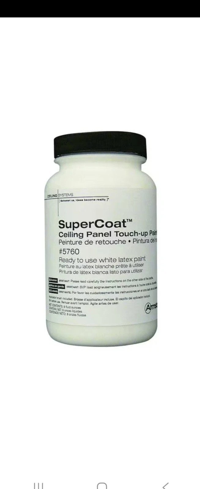 Armstrong Ceiling Panel Touch-Up Paint 5760N White, 8 oz – Case of 6
