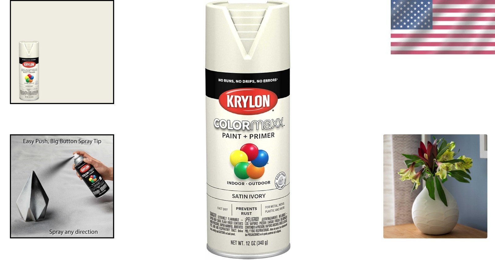 Versatile Satin Ivory Spray Paint & Primer – 12oz for Indoor/Outdoor Projects