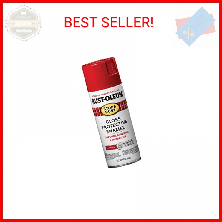 Rust-Oleum 7762830 Stops Rust Spray Paint, 12 Ounce, Gloss Sunrise Red