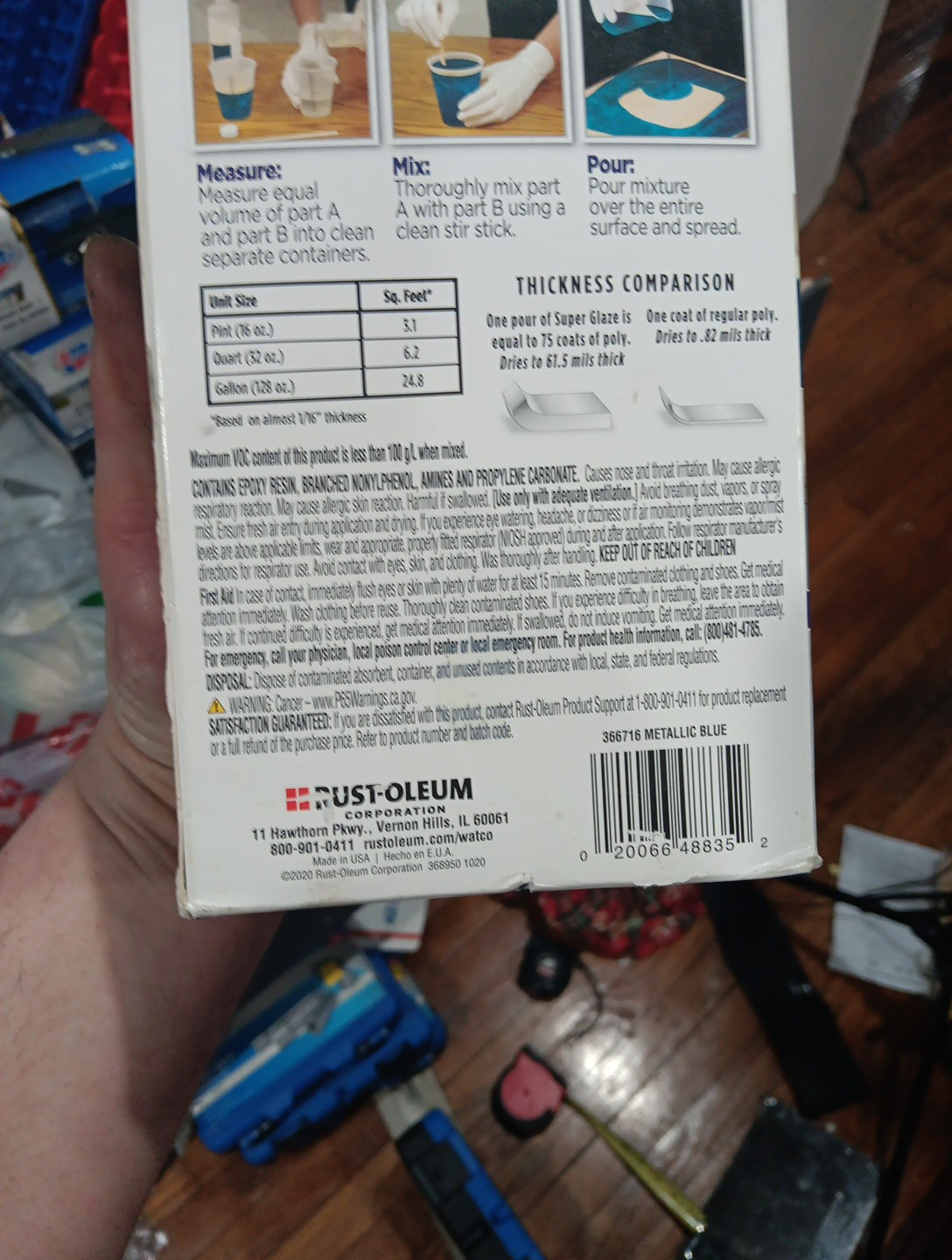 RUST-OLEUM Watco Metallic Blue Super Glaze High Gloss Epoxy 366716 One Quart Kit