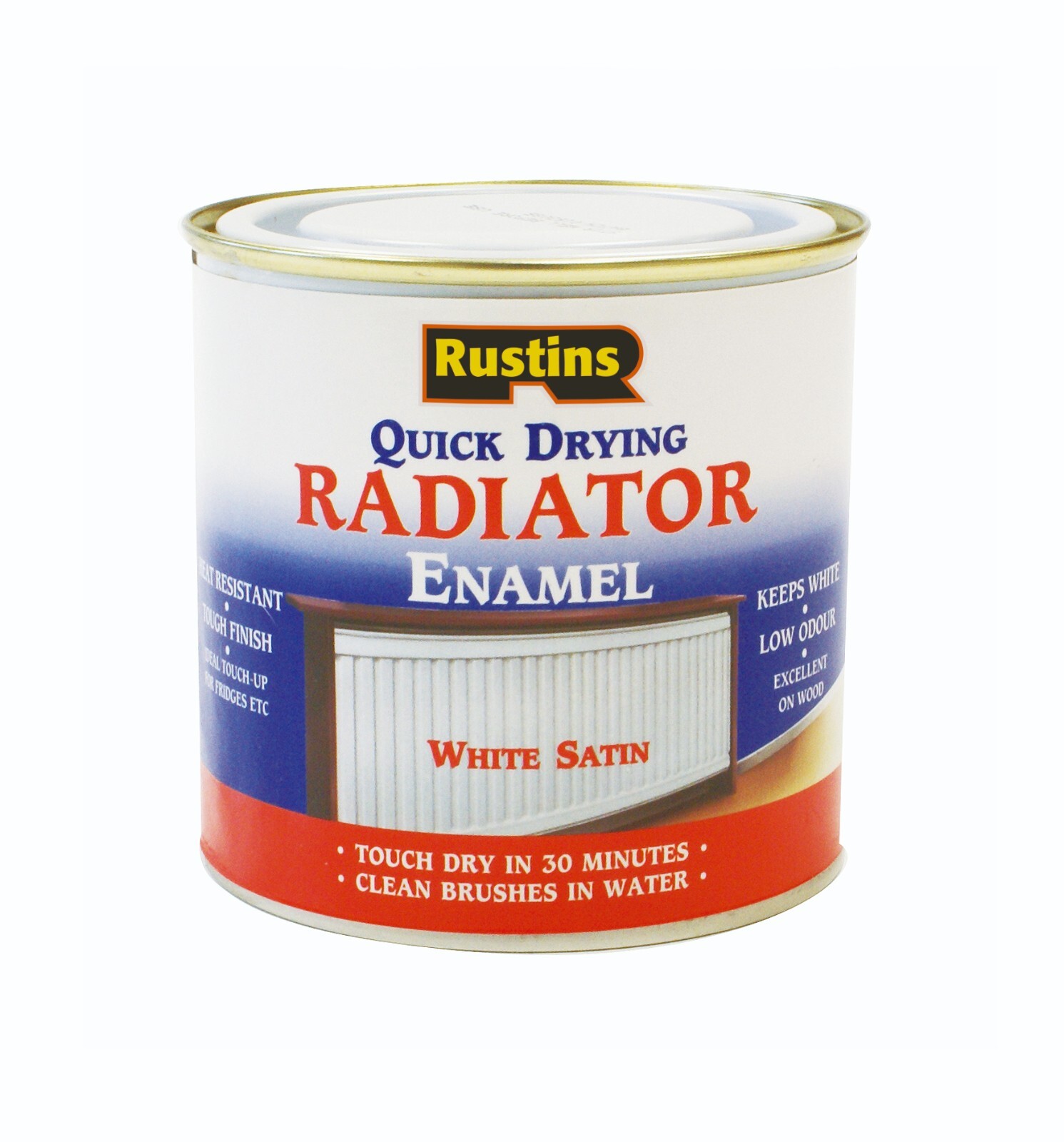 Rustins Quick Dry Radiator Paint White/Black/Grey Gloss/Satin/Matt 250/500ml/1L