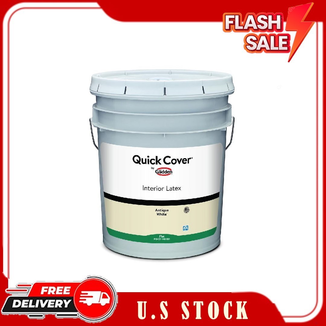 Glidden Quick Cover Interior Latex Paint Flat, Antique White, 5 Gallon