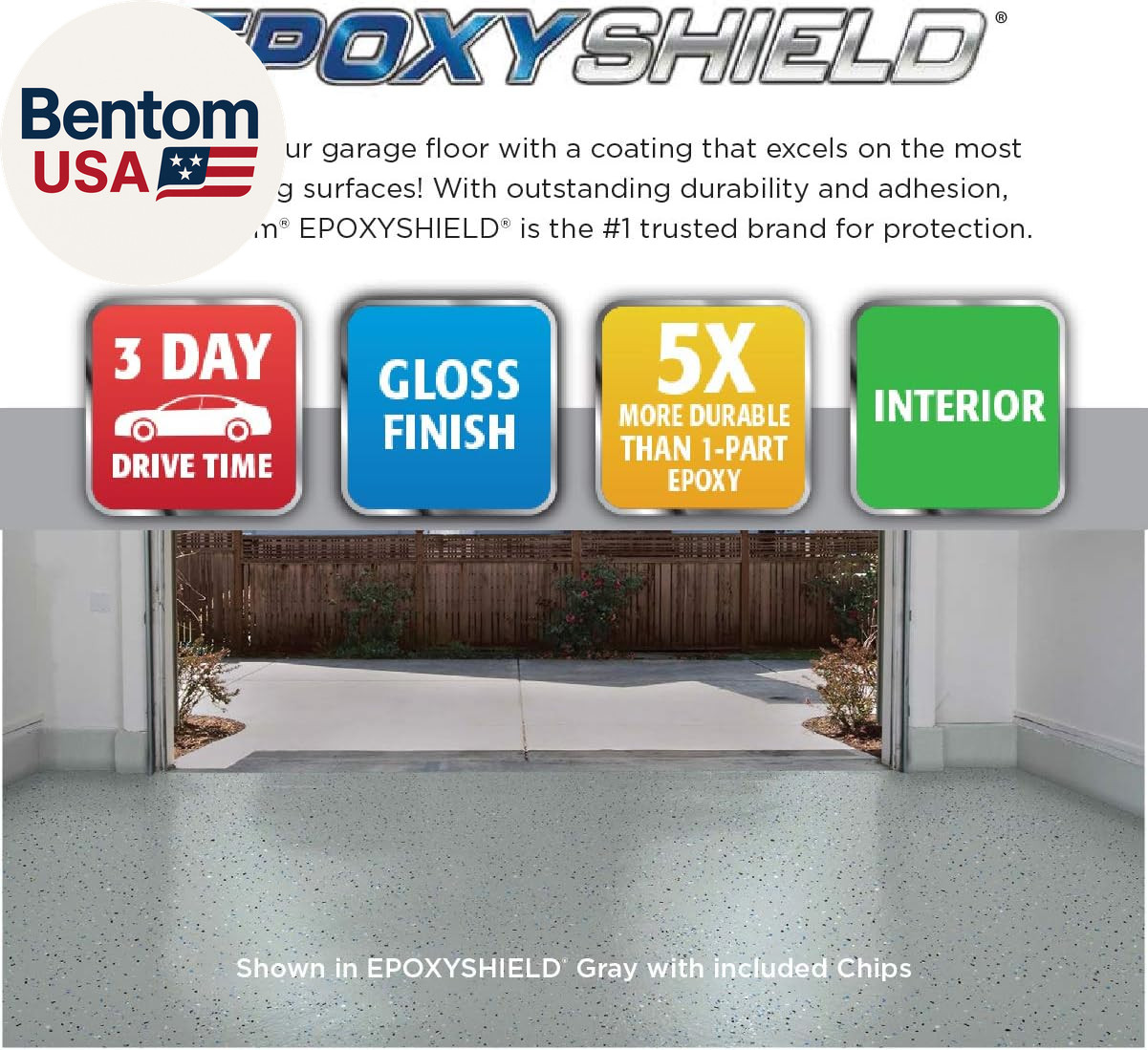 365186 EPOXYSHIELD Garage Floor Coating Kit, 2.5 Car, Gloss Dark Gray