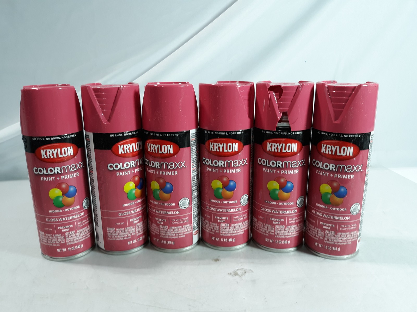 Krylon ColorMaxx Gloss Watermelon Paint + Primer Spray Paint – Lot of 6