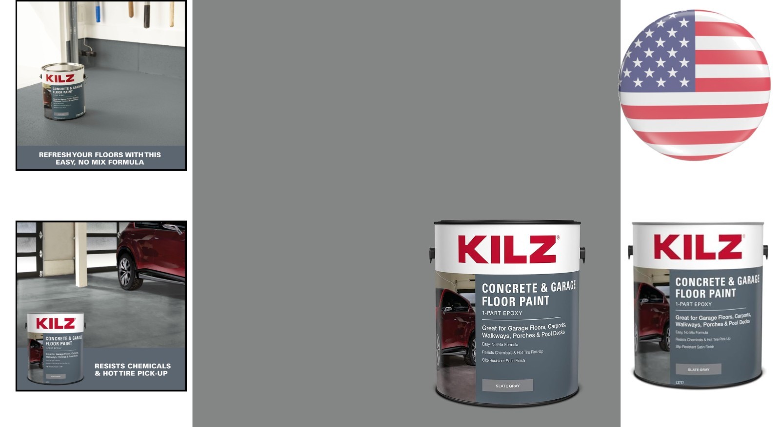 Easy Application 1-Part Epoxy Gray Floor Paint, Ideal for Driveways & Pool Decks