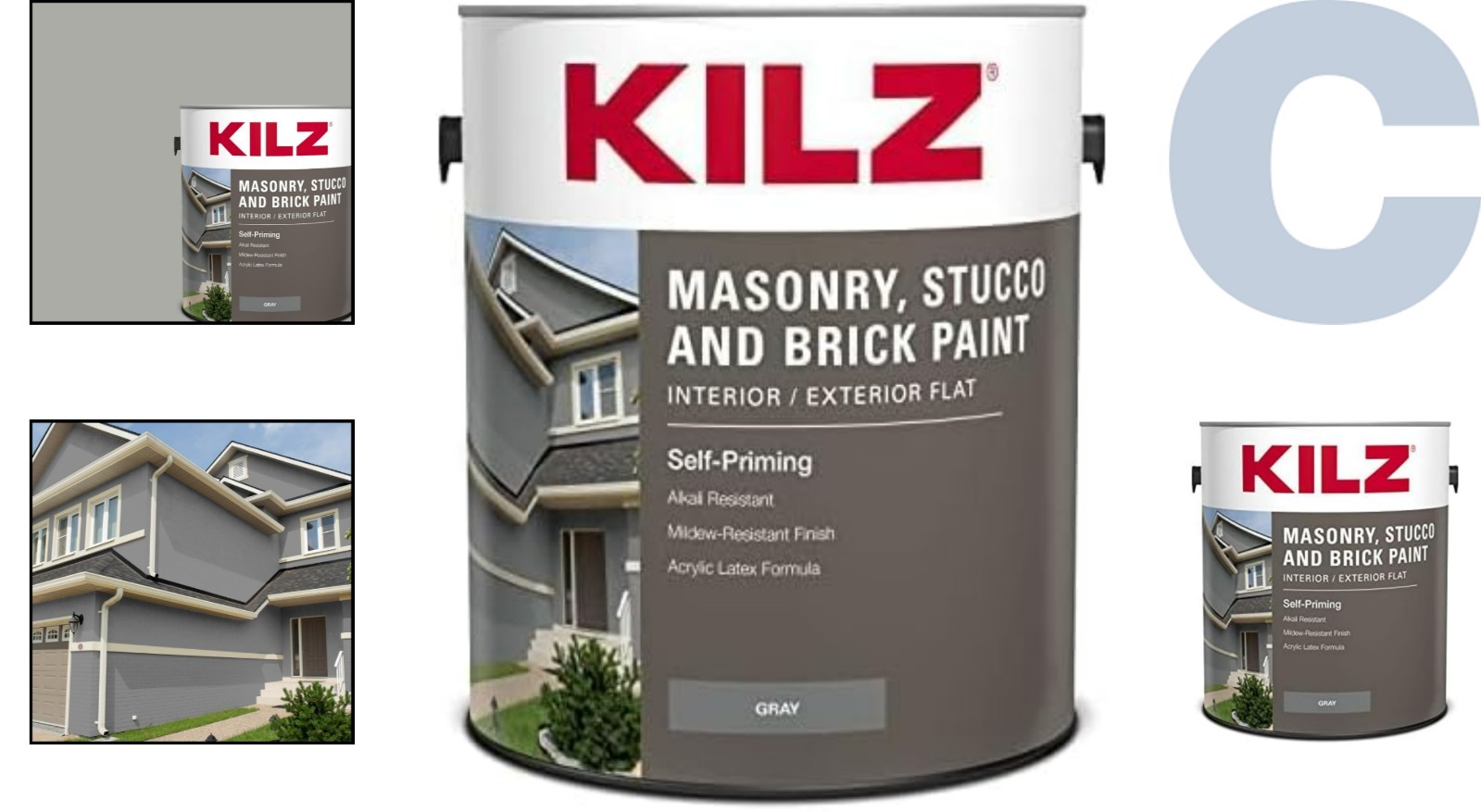 Fade Resistant Gray Interior/Exterior Paint – Self-Priming 1 Gallon for Masonry