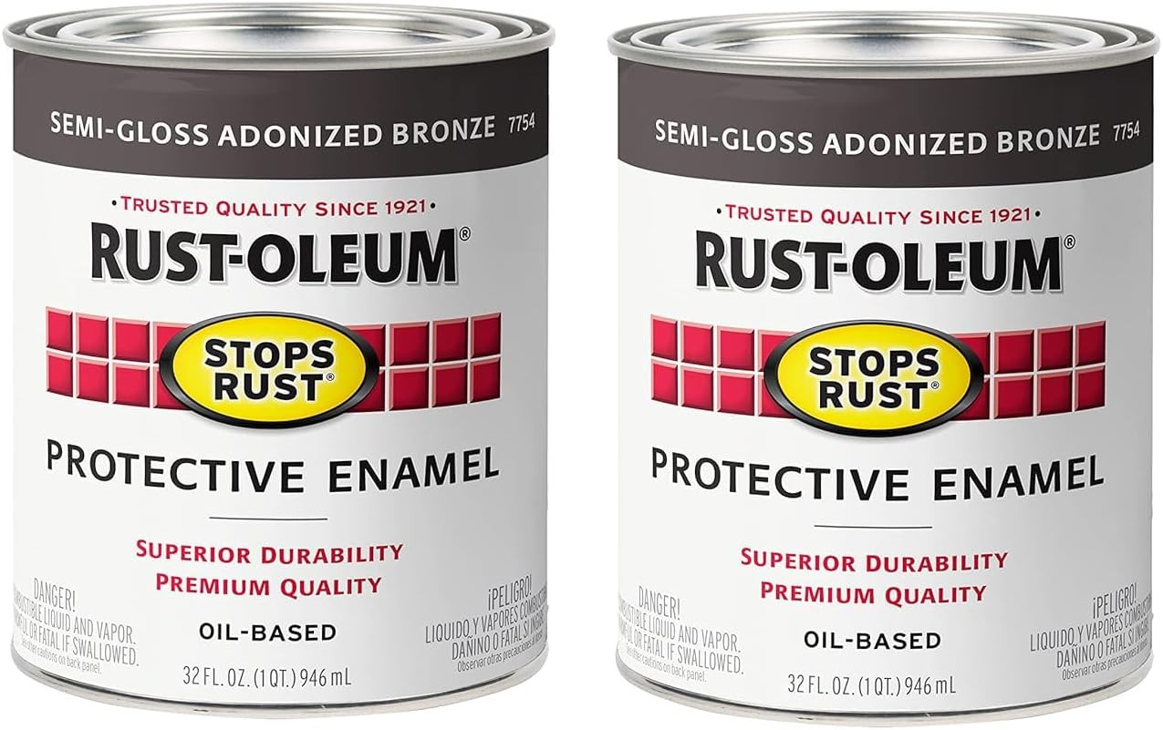 7754502-2PK Stops Rust Brush on Paint, Quart, Semi-Gloss Anodized Bronze, 2 Pack