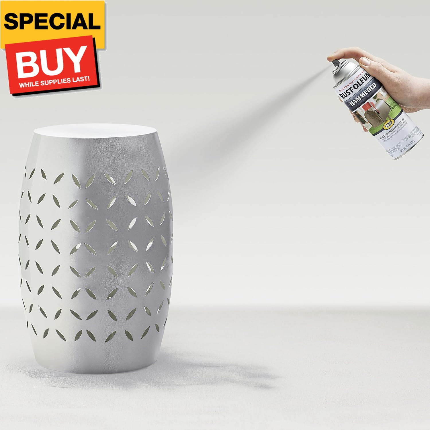 7213830 Stops Rust Hammered Spray Paint, 12 oz, Silver, (Pack of 1)
