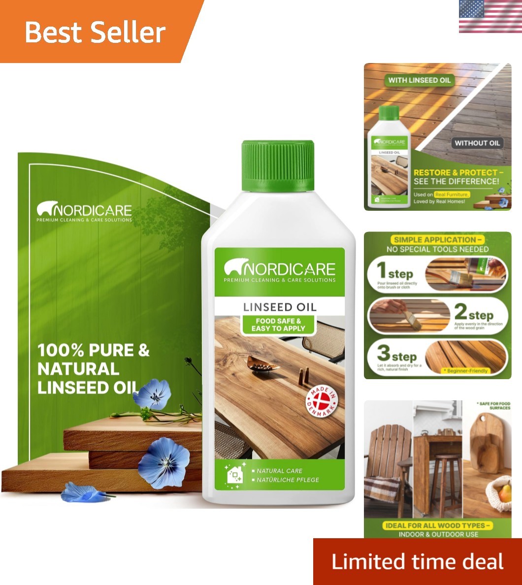 Linseed Oil for Wood – 100% Pure & Natural Linseed Oil for Entire Indoor Area…