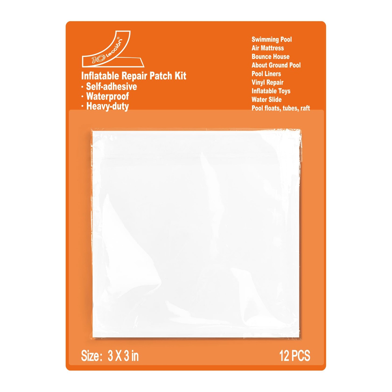 Pool Patch Repair Kit for Inflatables-Air Mattress 3in*3in*12P, Transparent