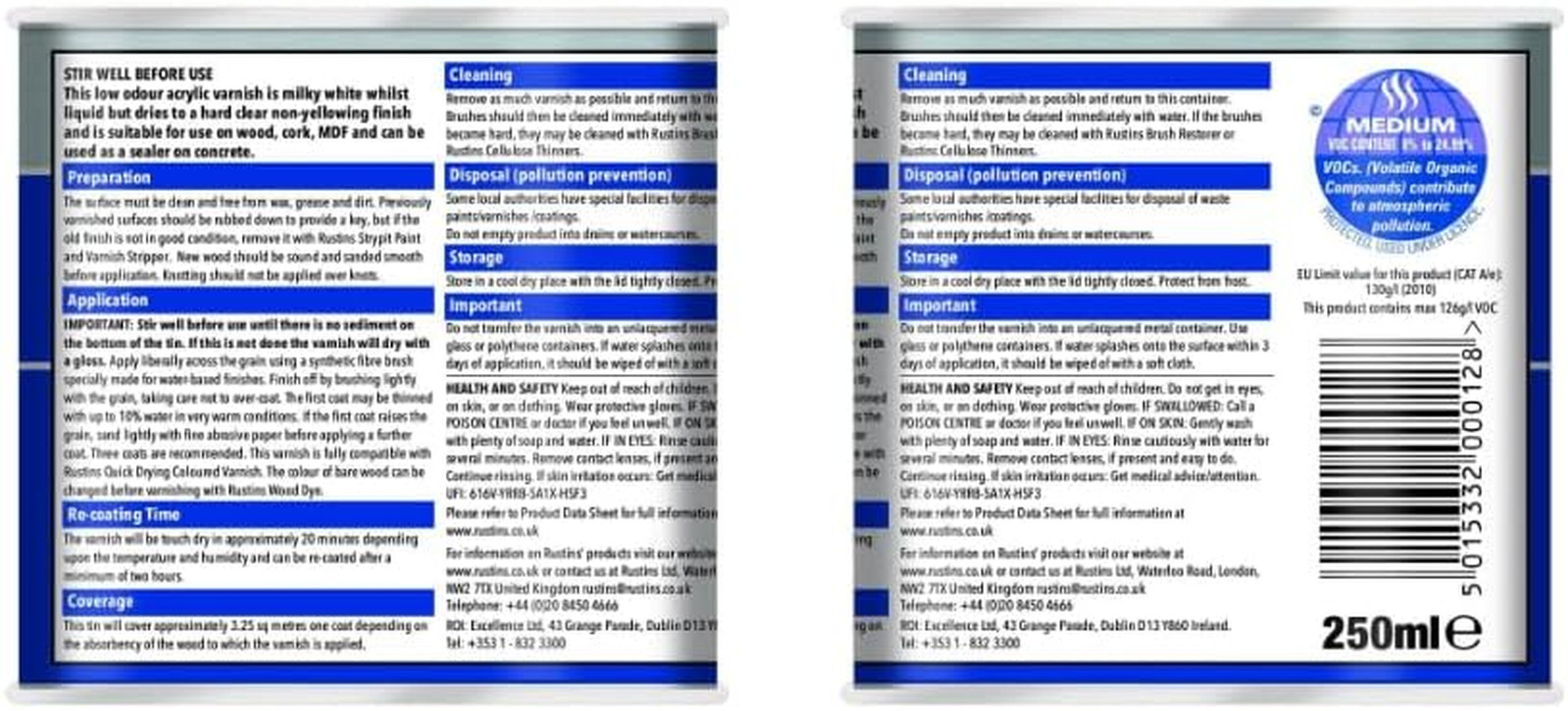 Quick Dry Varnish, Satin Clear, 250 Ml