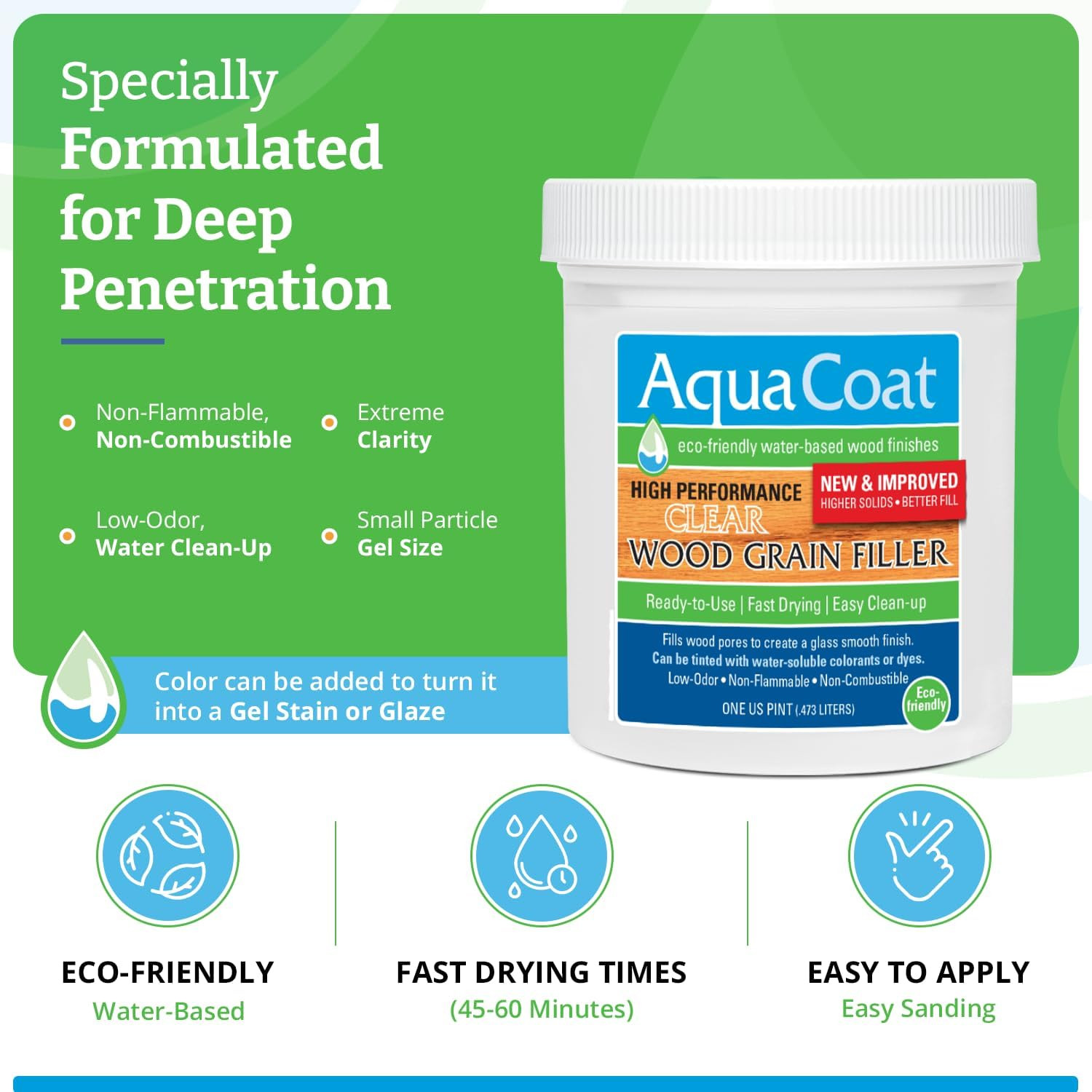 Aqua Coat New and Improved High Performance Eco-Friendly Water-Based Clear Wood