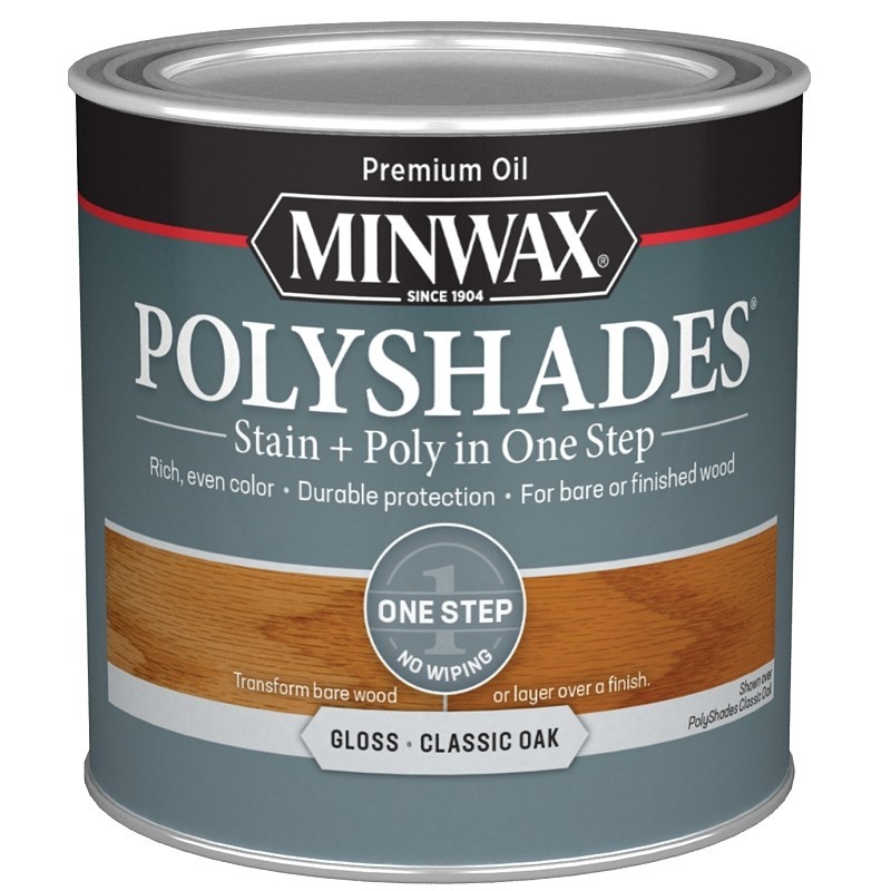 Minwax PolyShades 214704444 Wood Stain and Polyurethane, Gloss, Classic Oak, Liq