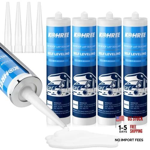 RV Roof Sealant Pack, Self-Leveling Lap Sealant White, RV Caulking for 4