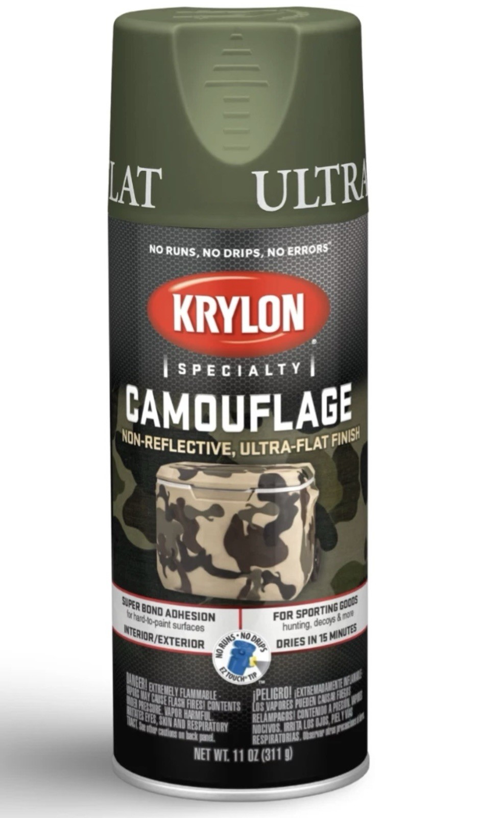 KRYLON 4293-2 PACK OLIVE Camouflage Non-Reflective Ultra-Flat Finish Spray Paint