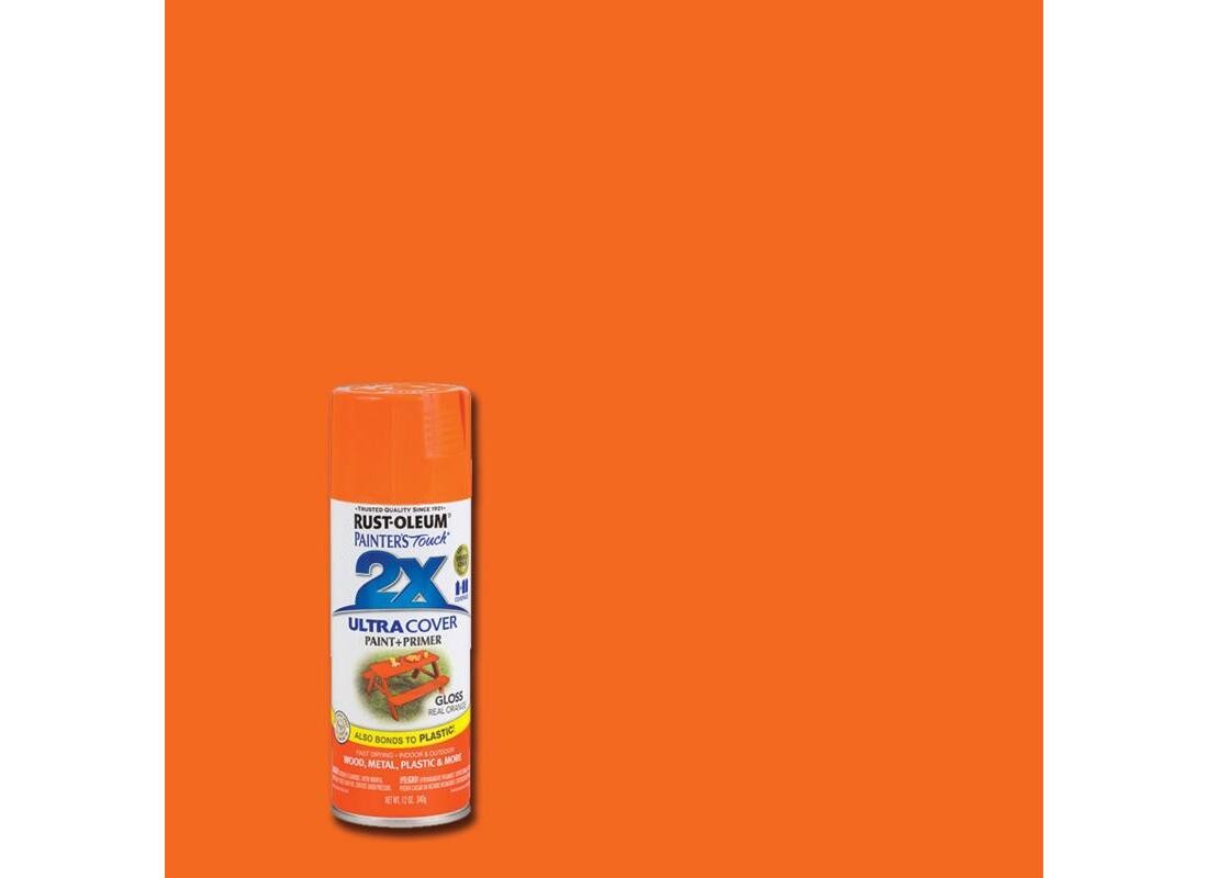 PAINTER’S Touch Gloss Spray Paint, Gloss, Real Orange, 12 oz, Aerosol Can