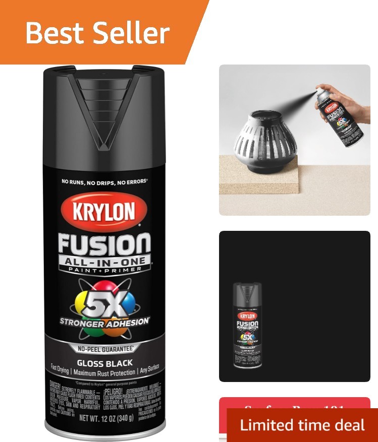 Strong Adhesion 12 oz Black All-In-One Spray Paint – Perfect for Any Project