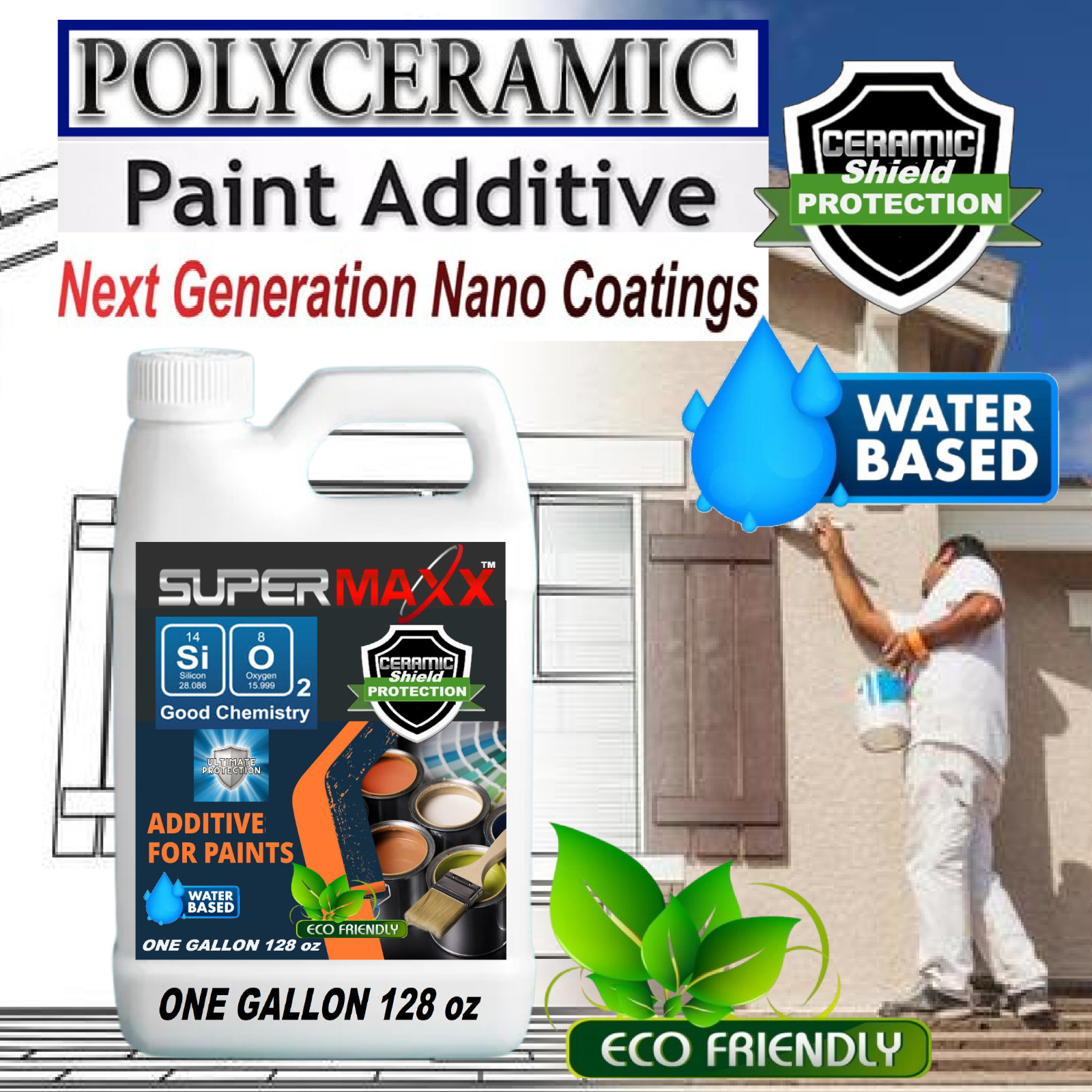 CERAMIC PAINT ADDITIVE LATEX HOUSE PAINT FOR LONG TERM PROTECTION ONE GALLON