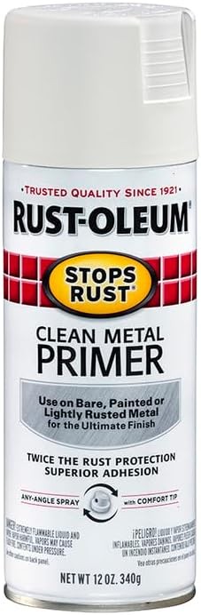 Rust-Oleum 7780830 Stops Rust Clean Metal Primer Spray, 12 oz, Flat White