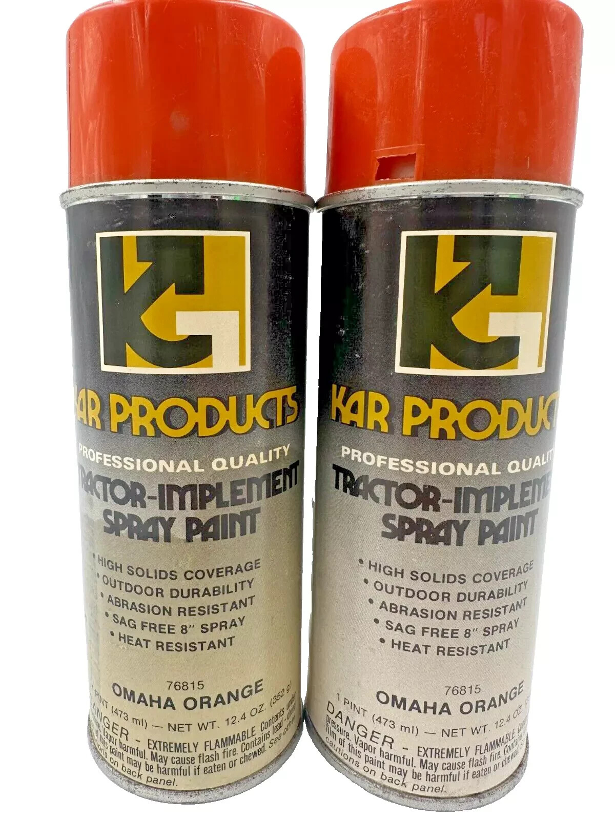 KAR Products LOT 2 Professional Tractor Implement Spray Paint Omaha Orange 12.4