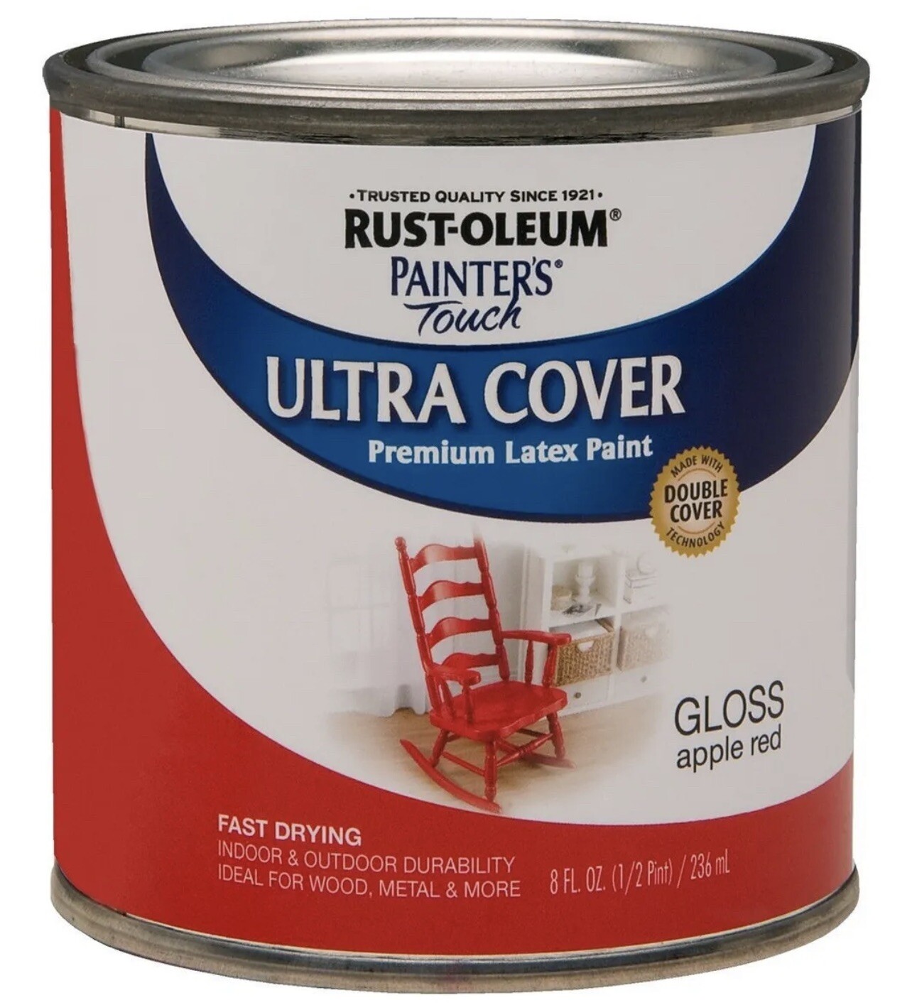 Rust-Oleum 1966730 Painter’s Touch Acrylic Latex Paint, Apple Red, 1/2 Pint