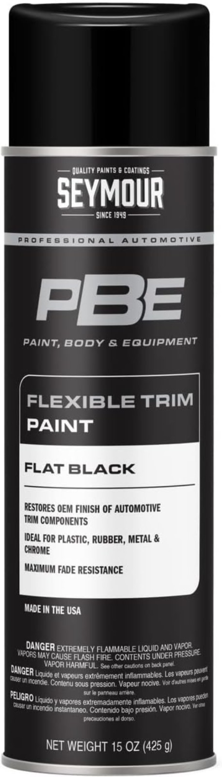 Professional-Grade 15 oz Flat Black Flexible Trim Spray Paint for Bumpers