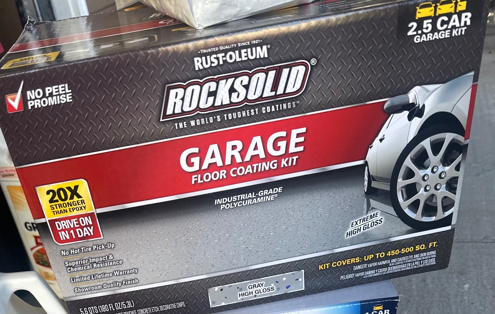 Rust-Oleum 318697 RockSolid 2.5 Car Garage Floor Coating Kit – gray high gloss