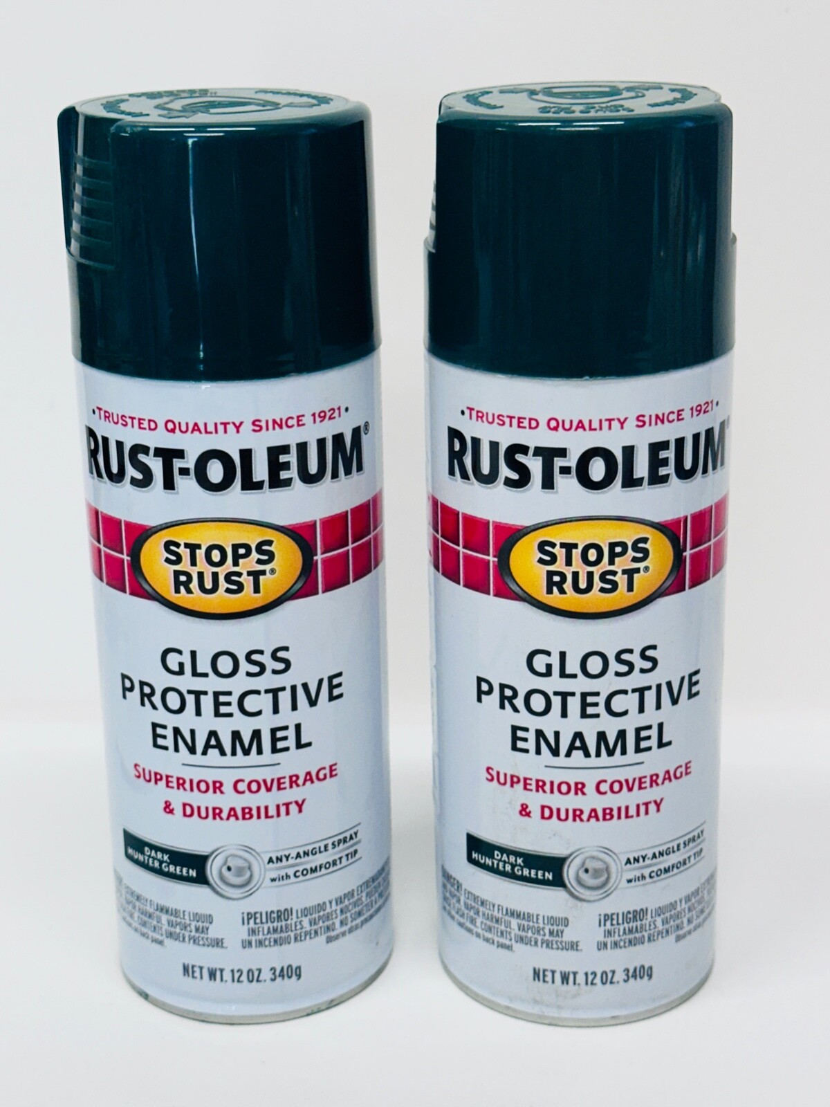 Rust-Oleum 7733830 Stops Rust Spray Paint 12 oz Gloss Dark Hunter Green LOT OF 2
