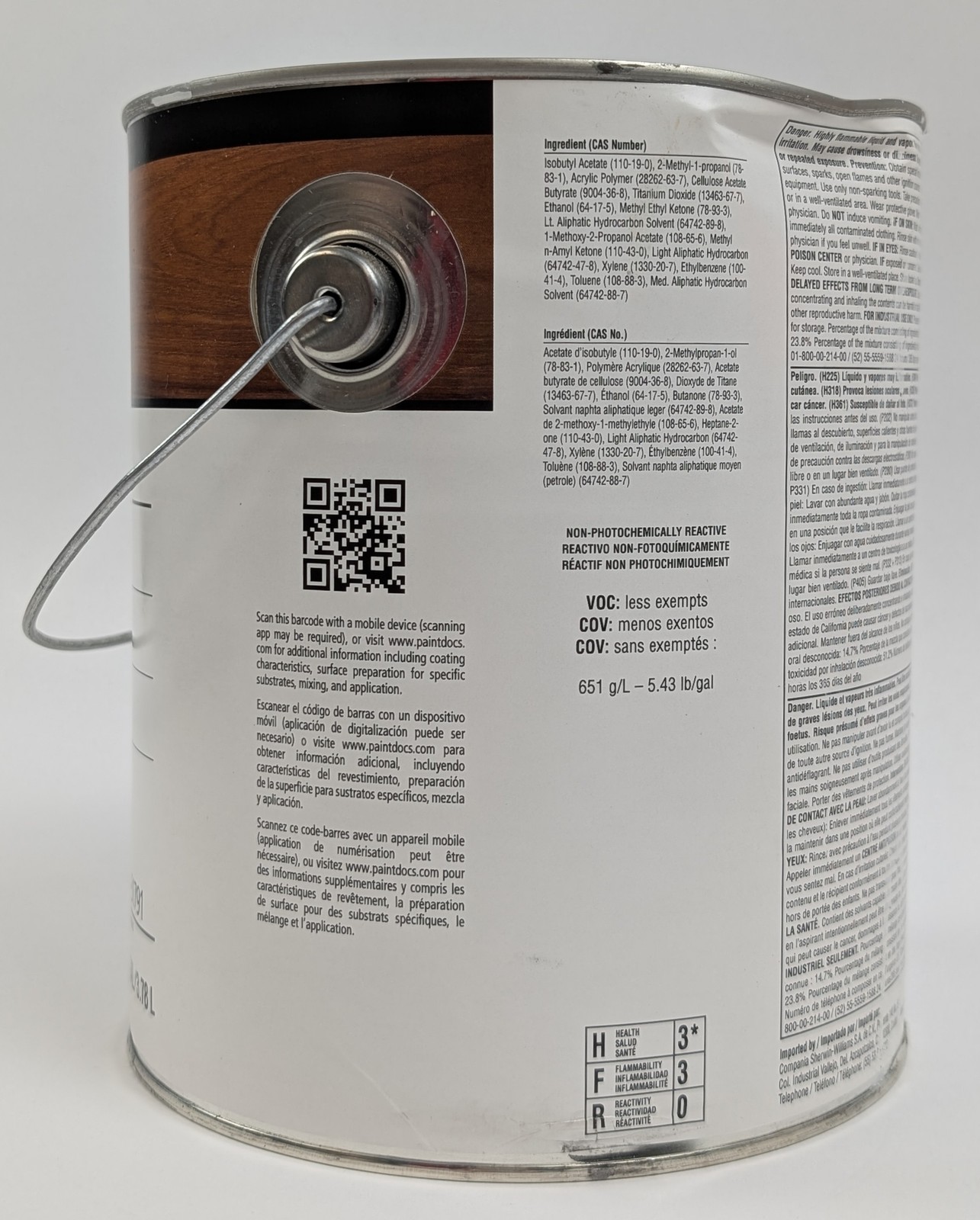Sherwin Williams Sher-Wood CAB Acrylic Lacquer Low Gloss Warm White 1 Gal