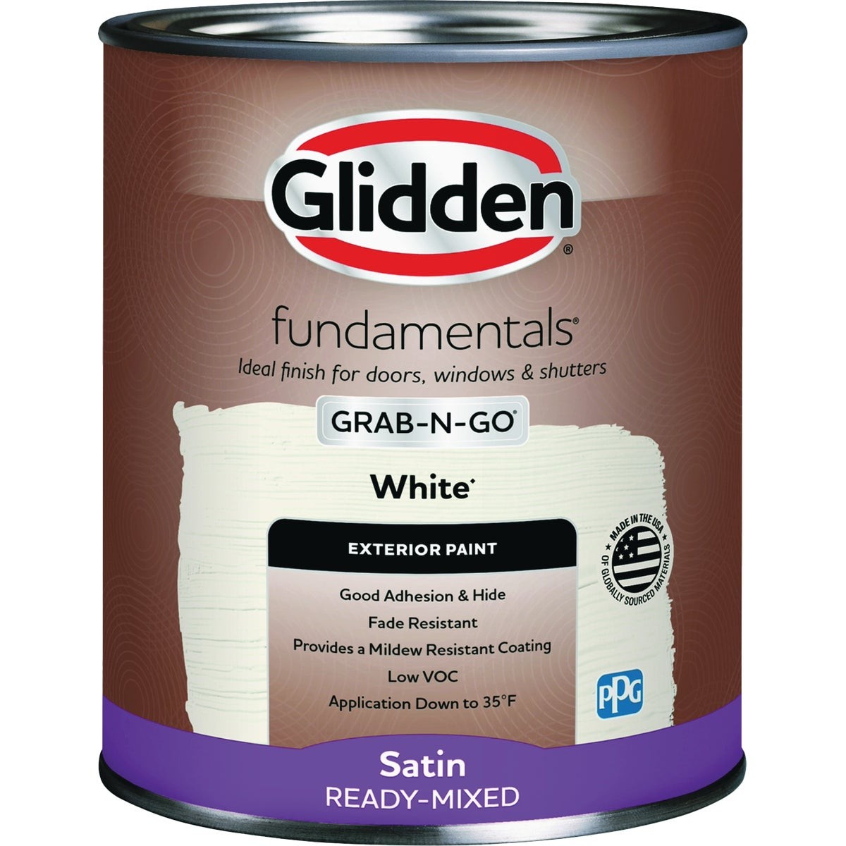 Glidden Fundamentals Exterior Grab-N-Go White Satin Quart GLFEXT20WH/04 Glidden