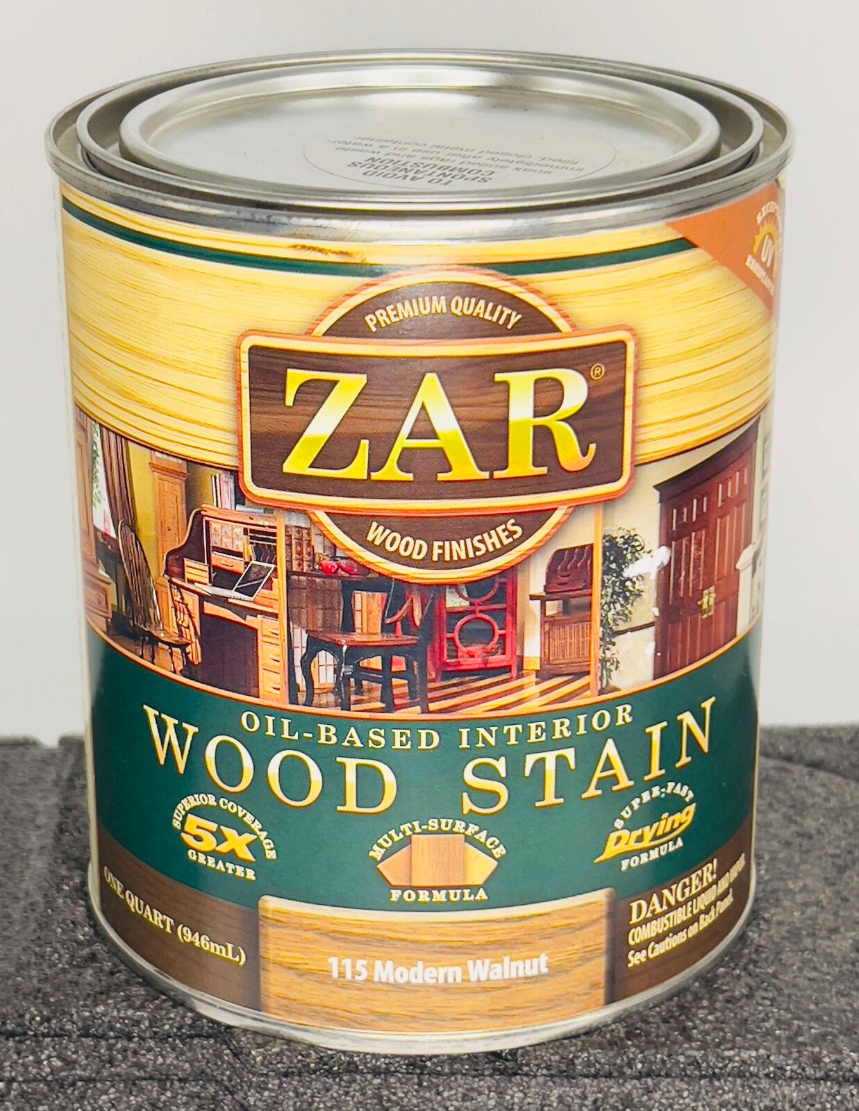1 Quart ZAR 115 MODERN WALNUT Oil Based Wood Stain Discontinued FREE SHIPPING