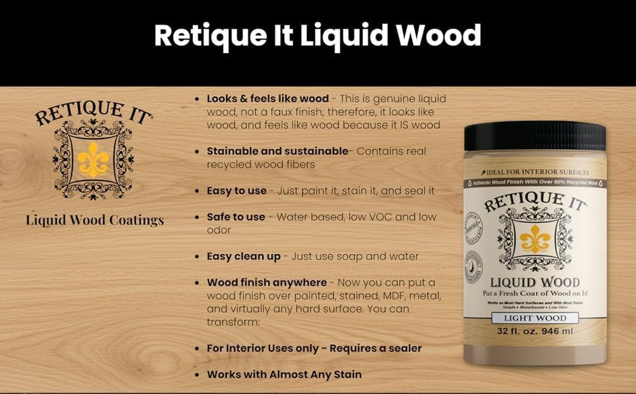 Retique It New and Improved Formula Liquid Wood Coatings – Stainable Primer – Pa