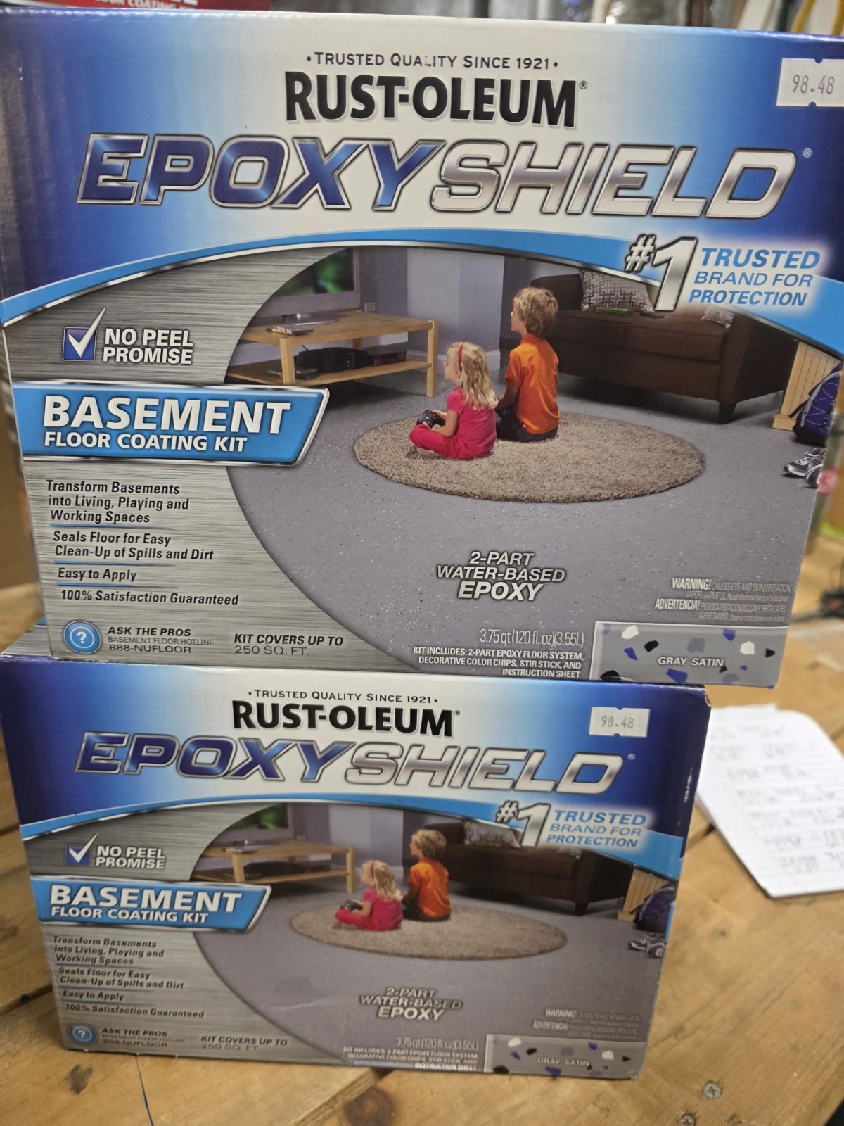 Rust-Oleum 391282 EpoxyShield Basement Floor Coating Kit Gray Satin