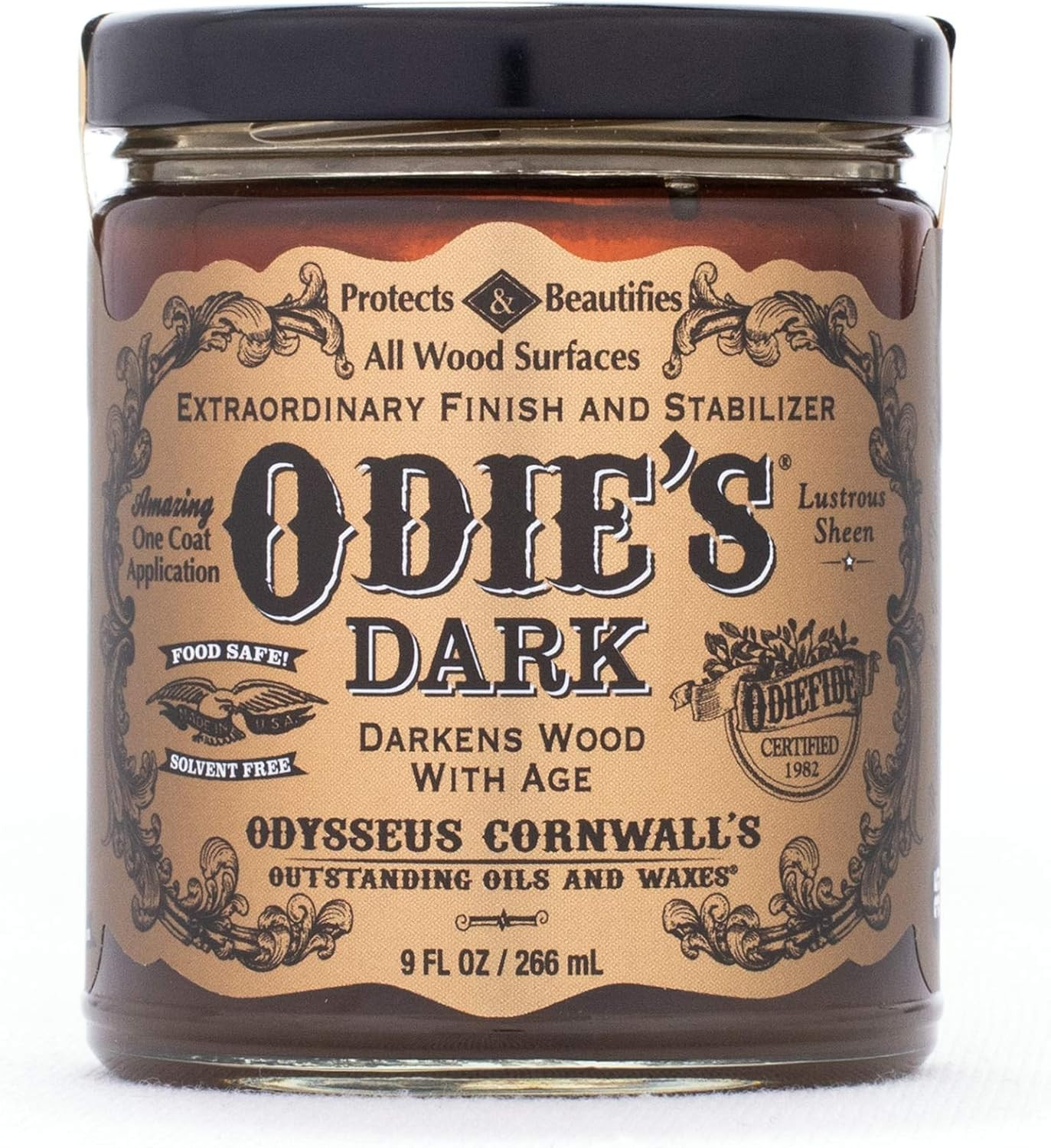Dark •Finish and Stabilizer for Wood •Darkens with Age •9 Ounce Glass Jar •Food