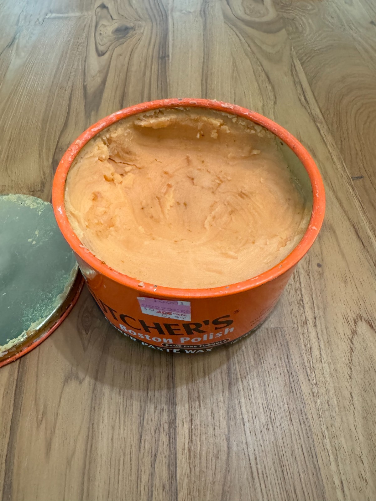 Butcher’s Boston Polish Amber Paste Wax 16 oz Tin ~85% Full
