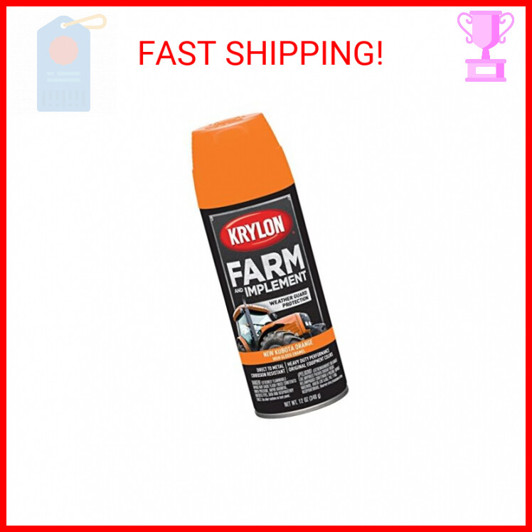 Krylon K01954008 Farm & Implement Spray Paint, High Gloss, New Kubota Orange, 12