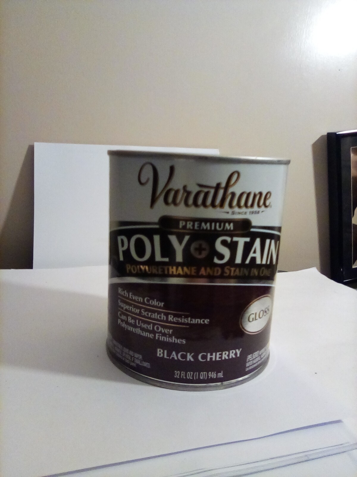 RUSTOLEUM Varathane Stain + Poly BLACK CHERRY -Gloss 32oz FREE SHIPPING