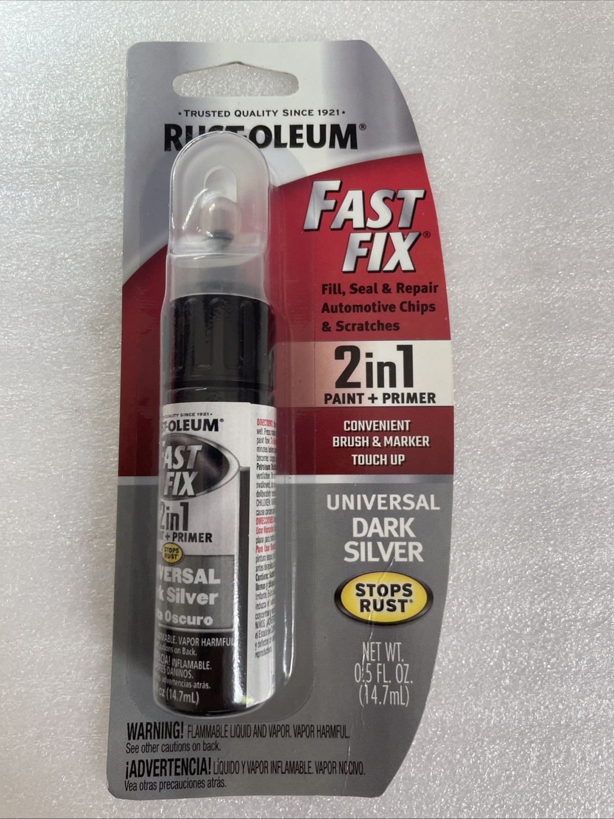 Rust-Oleum Fast Fix Touch Up Paint Universal Dark Silver 2-in-1 Paint + Primer