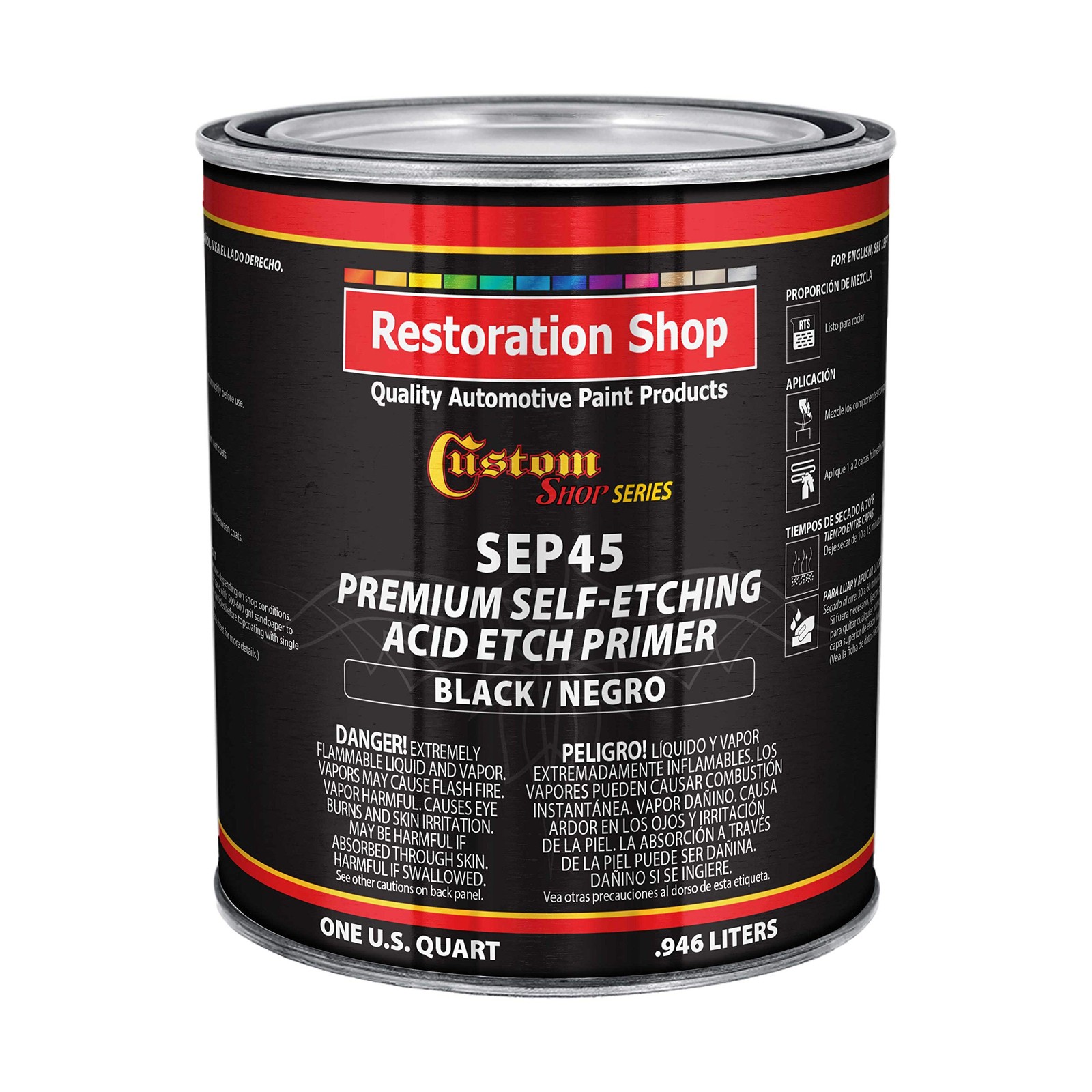Black Self Etching Primer 1 Quart Ready to Spray Paint for Metal Steel Aluminum