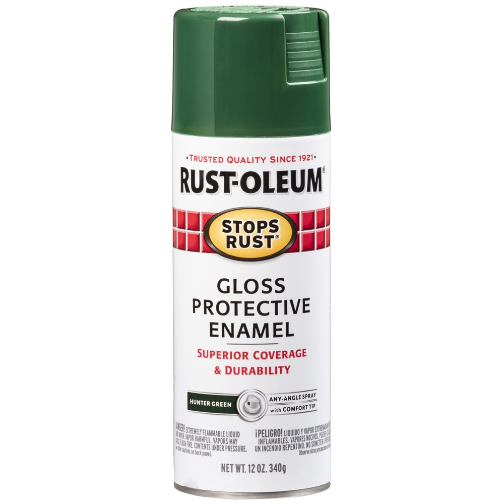 Fade & Rust Protection Gloss Protective Enamel Hunter Green Spray Paint 12 Oz