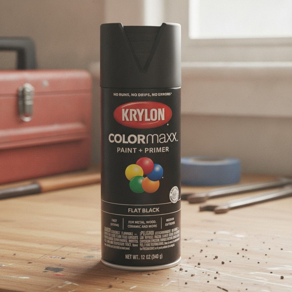 K05546007 COLORmaxx Spray Paint and Primer for Indoor/Outdoor Use, Flat Black…