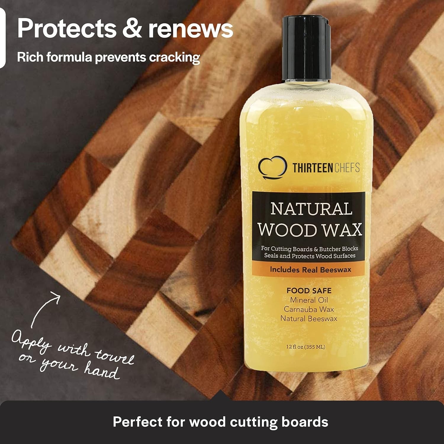 Cutting Board Wax and Conditioner with Food Grade Beeswax – Treat Wood…
