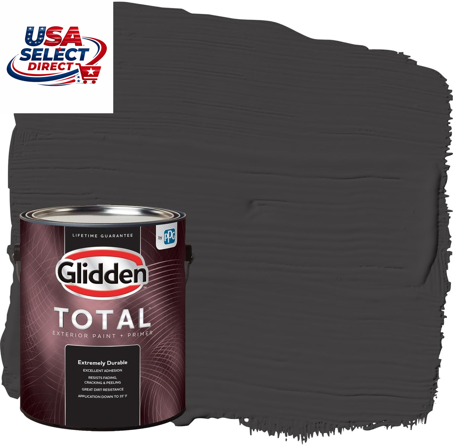 Total Exterior Paint & Primer All-In-One, Black Magic, Satin, 1 Gallon