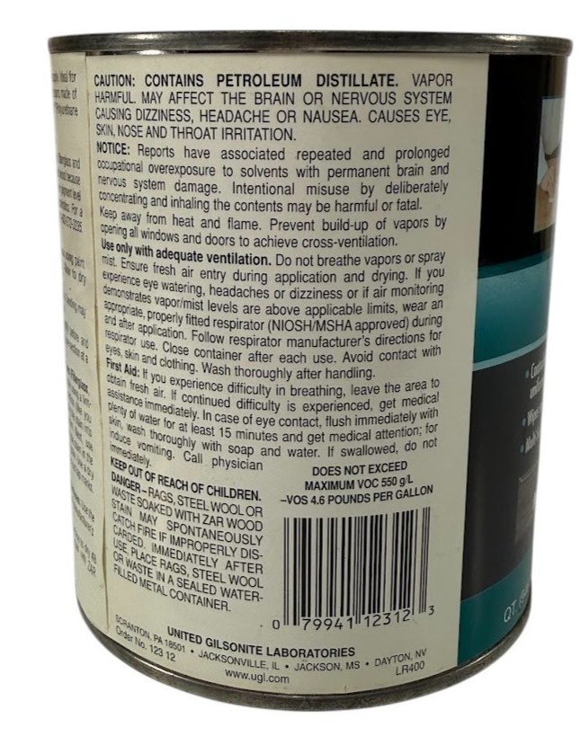 Zar Interior Oil-Based Wood Stain 123 Moorish Teak 1 Quart Multi-Surface Formula