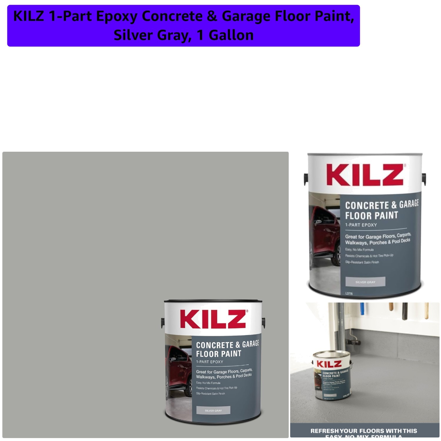 Satin Finish 1-Gallon Epoxy Floor Paint – Silver Gray for Indoor and Outdoor Use