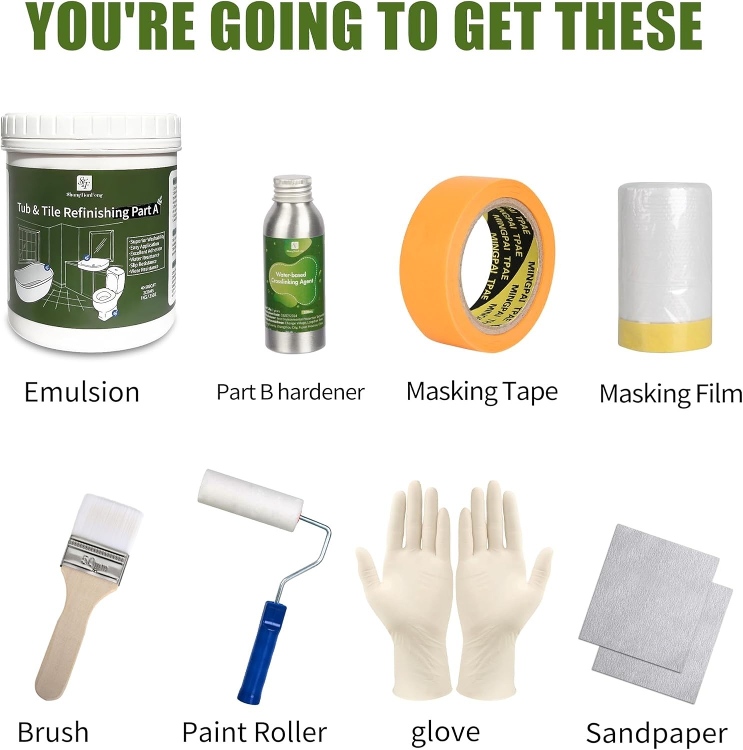 32Oz White Ceramic tub and tile Paint Refinishing Kit Bathtub Bathroom wall Pain