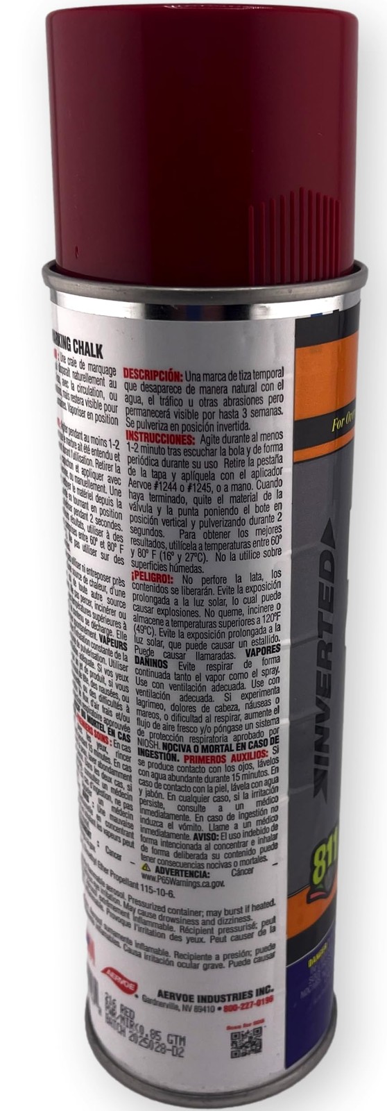 216 20-Oz Lead-Free Non-Clogging Can Temporary Marking Chalk Spray, Red
